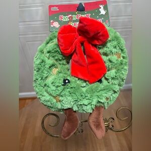 SMOOCHY BERRY WREATH 10”PLUSH DOG  TOY CHRISTMAS DECORATION CLINKER SQUEAKER